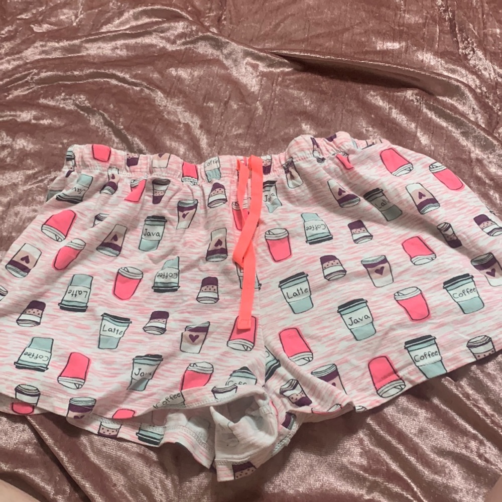 Pink coffee pajama shorts